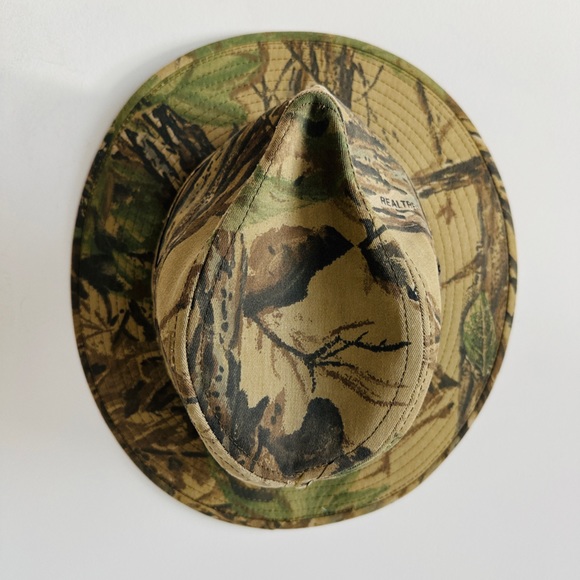 Real Tree Camo Print Army Structured Fedora Brim Hat Size Large - Picture 5 of 6